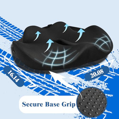 X-Large Seat Cushion for Truck Driver, Upgraded Cushion for Back Support and Pain Relief, Memory Foam with Non-Slip Washable Cover, Relieves Long-Term Truck Sitting and Pain Black - size: X-Large-Black