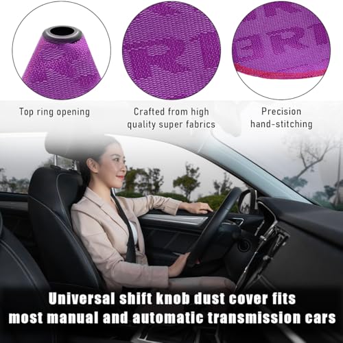povtii Car Shift Boot Cover, Waterproof Canvas Fabric Manual Automatic Shift Knob Boot Dust Cover, Gear Gaiter Cover Auto Shift Boot Sleeve Protector, Universal Car Accessories (Purple) - color: Purple
