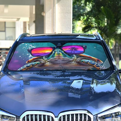 Windshield Sun Shade Sea Turtle Summer Front Window Block UV Shades Visor Reflective Retractable for Car SUV Trucks - color: B005