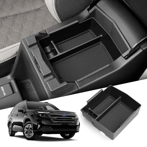 smabee Center Console Organizer Tray for 2025 Subaru Forester Armrest Storage Insert Box Center Console Storage Tray Insert ABS Interior Accessories Black - size: Armrest Storage Insert Box