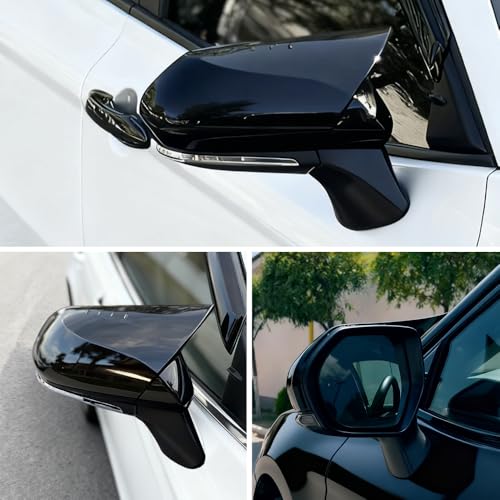 MAXDOM Side Mirror Caps Compatible with Toyota Camry (Gloss Black-Ox Horn Style, 2018-2025) - color: Gloss Black-Ox Horn Style