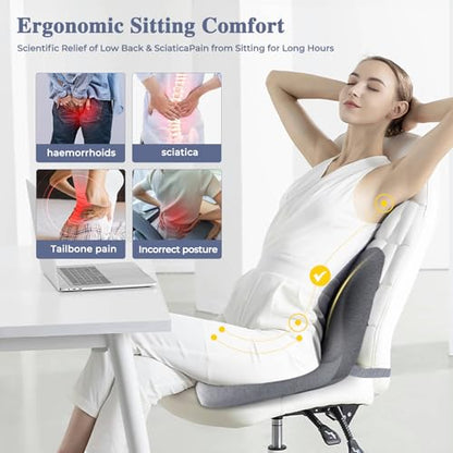Ergonomic Seat Cushion with Adjustable Strap, Memory Foam Office Chair Seat Cushion with L-Shaped Design, Car Seat Cushion Fits for Truck Driver Semi Truck, Gaming Chair, Desk, Light Gray - color: Light Gray