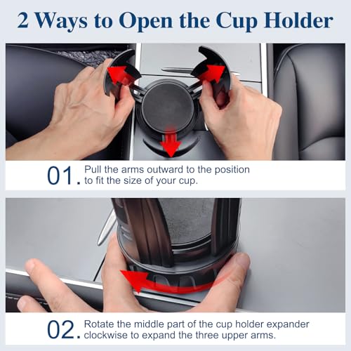 Car Cup Holder Expander, Cup Holder Extender Adapter with Expandable Arm and Adjustable Base, Compatible with Yeti Ramblers, Hydro Flasks, Stanley, Owala Most Coffee Mugs Bottles & Cups (CUP-B-2pack) - size: CUP-B-2pack