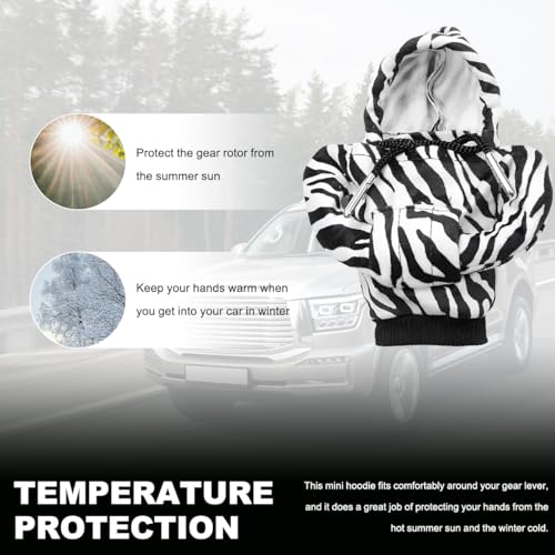 DXNQ Car Gear Shift Hoodie Cover, Fashionable Gear Shift Knob Protector, Zebra, 6.9 x 2.6 inches - color: Zebra