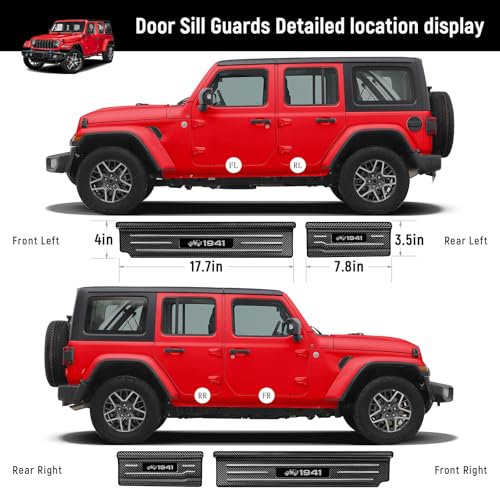 Door Sill Guards Compatible with Jeep Wrangler JL JLU 2018-2026 & Gladiator JT 2020-2026 Accessories Stainless Steel Material Carbon Fiber Texture Front and Rear Door Sill Protector - size: 4-Door (Carbon Fiber Texture)