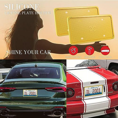 XCLPF Silicone Yellow License Plate Frame Covers 1 Pack- Front and Back Car Plate Bracket Holders. Rust-Proof, Rattle-Proof(Yellow) - color: 1 Pack Yellow