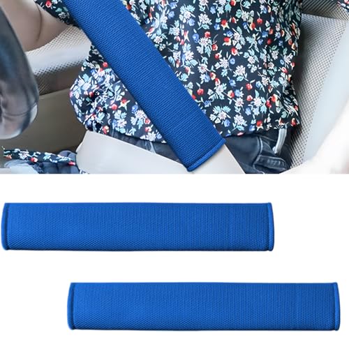 2PCS Long Car Seat Belt Cover Pads, Soft Mesh Seatbelt Shoulder Strap Protector Pad for Comfort Driving, Breathable Car Seat Belt Pad Harness Cushion Protect Your Neck and Shoulder (Blue) - color: Blue