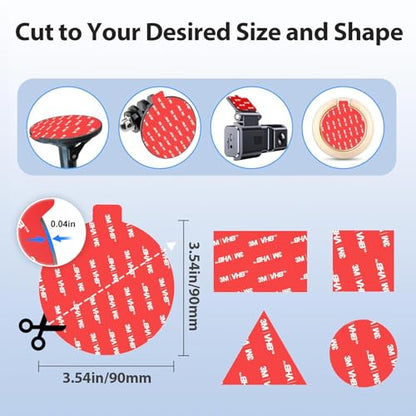 pop-tech 90mm(3.54") 4pcs 3M Sticky Pads Replacement for Car Phone Mount Windshield Dashboard,3M VHB Heat Resistance Circle Double Sided Heavy Duty Mounting Tape Adhesive for Suction Cup Phone Holder