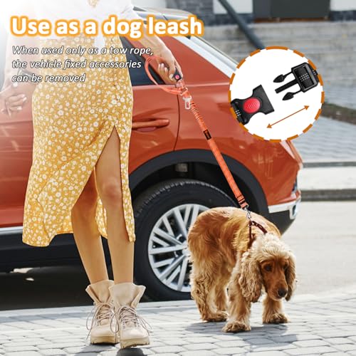 Removable Dog Seat Belt Harness for Car, 3 in 1 Pet Dog Car Seatbelt Leash, Retractable Restraint Secures to Vehicle Headrest & Adjustable Reflective Bungee Dog Seatbelt Tether,Orange - color: 2PCS Orange