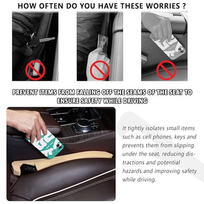 Junecarp Car Seat Gap Filler 2 Pack,Flexible Car Gap Filler Organizer to Impede Items from Dropping,Essential Interior Car Accessories Seat Gap Plug Perfectly Fits Car Gap (Beige) - color: Beige/2pcs