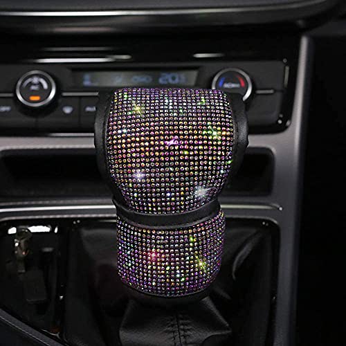 Bling Bling Auto Shift Gear Cover, Luster Crystal Car Knob Gear Stick Protector Diamond Car Decor Accessories for Women (Colorful - Gear Shift Cover) - color: Colorful - Gear Shift Cover