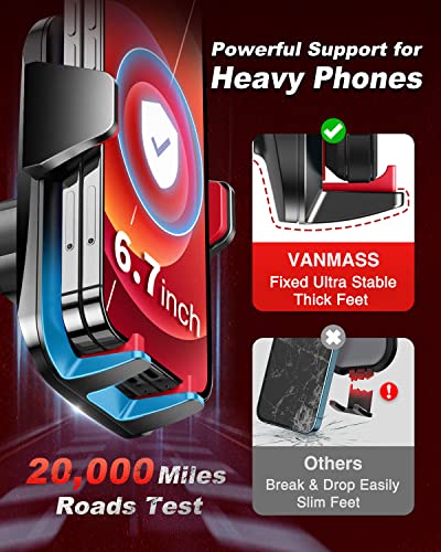VANMASS【85+LBS Strongest Suction & Military-Grade Ultimate Car Phone Mount【Patent & Safety Certs】 Cell Phone Holder for Dash Windshield Vent for iPhone 17 Pro Max Automobile Accessory Kits,Red - color: Red