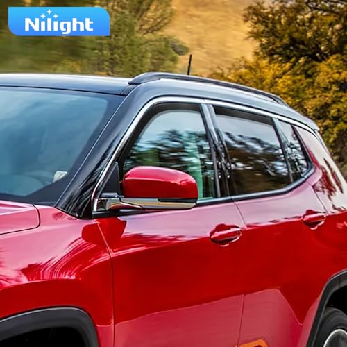 Nilight Vent Window Visors for Jeep Compass 2017-2024 2025 2026, Inside Mount Rain Guards, Low Profile Wind Deflectors for Rain & Fresh Air Ventilation, Smoke Tinted, 4PCS - size: Compass 2017-2026