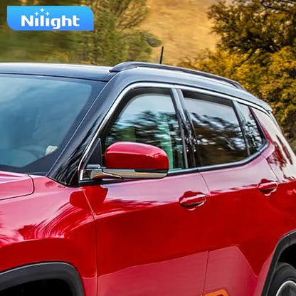 Nilight Vent Window Visors for Jeep Compass 2017-2024 2025 2026, Inside Mount Rain Guards, Low Profile Wind Deflectors for Rain & Fresh Air Ventilation, Smoke Tinted, 4PCS - size: Compass 2017-2026