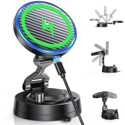 OANDYS for MagSafe Car Mount Charger 15W Fast Wireless Charging Magnetic Car Phone Holder, 82+LBS Strongest Suction, 3200gf Strongest Magnetic,360°Rotatable Stand for iPhone 17-12 Pro Max Plus Air
