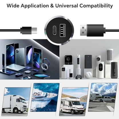 12V USB Outlet All-Aluminum QC 3.0 USB-A & USB-C PD3.0 Dual Fast Car Charger Socket, Recessed Mount Car USB Port for Car Truck Boat RV Camper Van Trailer (Small Version) - color: Small Version