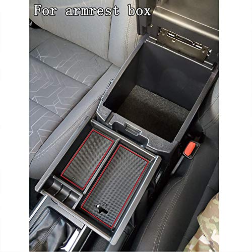 JKCOVER Center Console Accessory Organizer Compatible with Toyota Tacoma 2016 2017 2018 2019 2020 2021 2022 2023, ABS Material Armrest Box Insert Tray (Red trim) - color: red