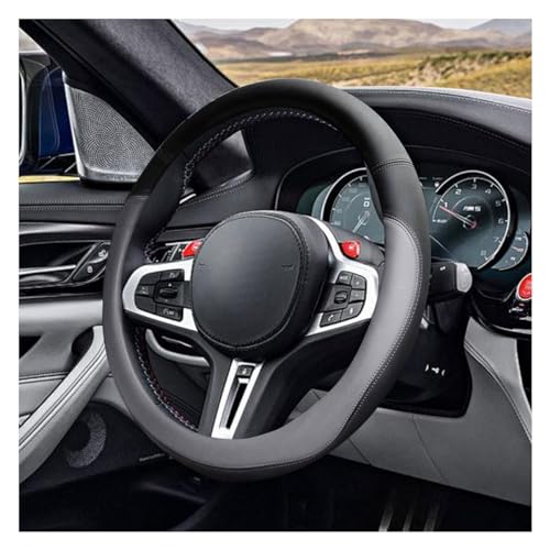 LAINLOY 14.5"-15" Car Steering Wheel Cover, Microfiber Leather Cover, Anti-Slip Breathable Steering Wheel Decoration, Universal Steering Wheel Accessories for Diverse Cars (Gray) - color: Gray