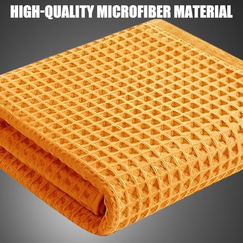 2PCS Car Wash Towel Glass Cleaning Water Drying Microfiber Window Clean Wipe Auto Detailing Waffle Weave (2Pcs-Yellow) - color: 2pcs-yellow