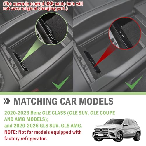 HGWEI Center Console Organizer Compatible with 2020-2026 Mercedes Benz GLE 350 450 580 AMG 53 63S Accessories, GLS 450 580 AMG 63 Armrest Storage Box Insert Tray (Not Fit with Cool Box)