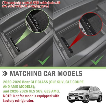 HGWEI Center Console Organizer Compatible with 2020-2026 Mercedes Benz GLE 350 450 580 AMG 53 63S Accessories, GLS 450 580 AMG 63 Armrest Storage Box Insert Tray (Not Fit with Cool Box)