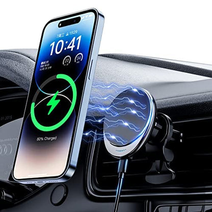 Magsafe Car Mount Wireless Car Charger [15W PRO ] Universal Vent Car Charging Fits iPhone16 Pro Max Plus Mini 17 16 15 14 13 12