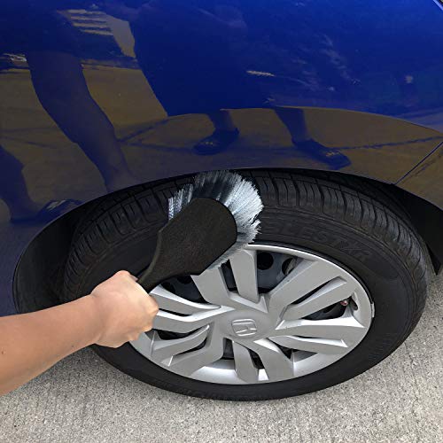 7Pcs Wheel & Tire Brush, Car Detailing Kit, 17inch Long Soft Wheel Brush, 5 Detail Car Wash Kit for Cleans Dirty Tires & Releases Dirt and Road Grime, Short Handle - color: Blue