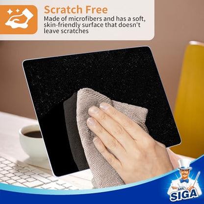 MR.SIGA Microfiber Cleaning Cloths, All-Purpose Surface Microfiber Towels, Streak Free Cleaning Rags, Pack of 12, Wheat, Size 32 x 32 cm(12.6 x 12.6 inch) - color: Wheat