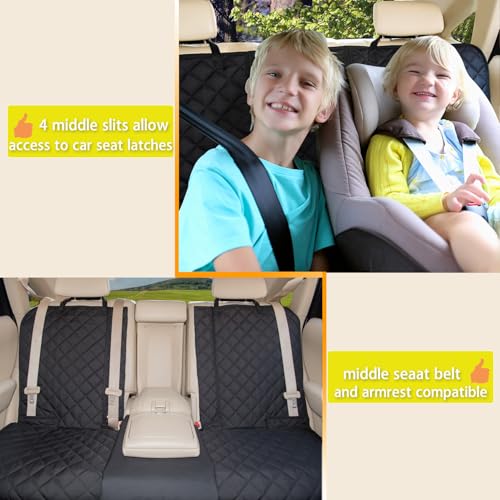 Dog Car Seat Cover, Deluxe Waterproof Pet Back Carseat Protector for Cars, SUVs, Trucks, Nonslip and Easy Cleanup Backseat Pet Cover for Automotive Rear Bench (Black) - color: BLACK