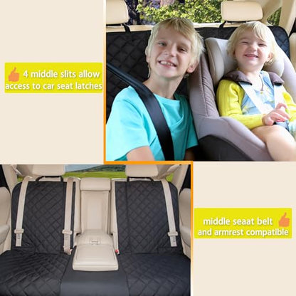 Dog Car Seat Cover, Deluxe Waterproof Pet Back Carseat Protector for Cars, SUVs, Trucks, Nonslip and Easy Cleanup Backseat Pet Cover for Automotive Rear Bench (Black) - color: BLACK