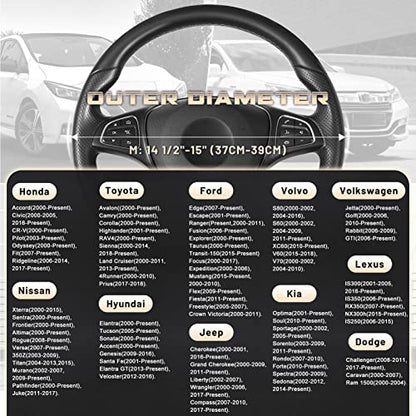 SEG Direct Car Steering Wheel Cover Universal Standard Size 14.5-15 inch, Black and Beige Microfiber Leather - color: Black and Beige, size: Standard size[14 1/2''-15'']