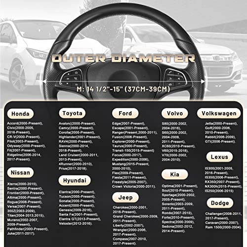 SEG Direct Car Steering Wheel Cover Universal Standard Size 14.5-15 inch, Black and Beige Microfiber Leather - color: Black and Beige, size: Standard size[14 1/2''-15'']