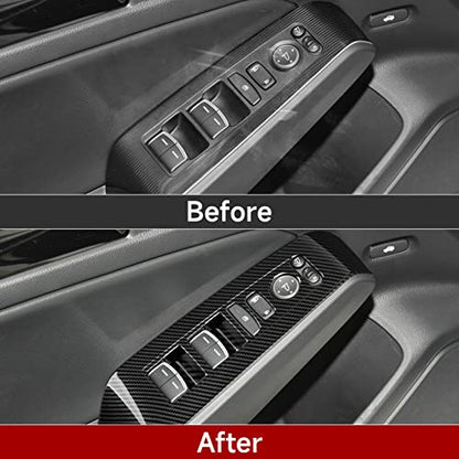 Car Window Lift Control Switch Decals for 2022 2023 2024 2025 Honda Civic 11th Gen Accessories ABS Carbon Fiber Interior Stickers - color: Window Lift Control