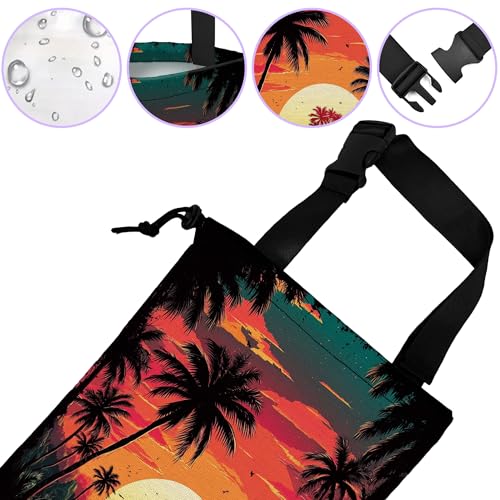 Car Trash Bag Hanging Palm Trees Sunrise Beach Landscape Car Trash Can for Back Seat Waterproof Car Garbage Can with Adjustable Straps and Drawstring for Car Accessories Vehicle Travelling Camping - color: Palm Trees Sunrise Beach Landscape