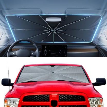 Autorder Windshield Sun Shade Umbrella for 2011-2018 Dodge RAM 1500 Accessories,Upgraded Ice Crystal Material,Easy Setup Umbrella Sunshade for Car Windshield,100% Sun Blocking - size: Dodge RAM 1500 2011-2018