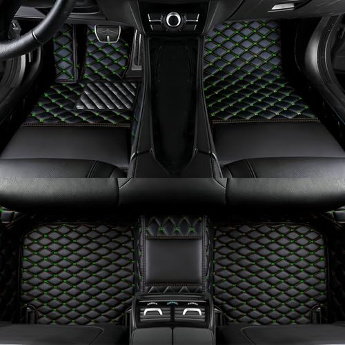 Customize All-Weather Protection Luxury Leather Floor Mats for Cars, SUVs, and Trucks According to Automotive Model (3D Black Green Floor mats) - color: 3D black green floor mats