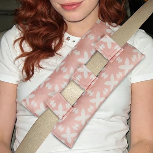 supregear Chest Seatbelt Pillow, Soft Cushion for Gentle Support and Comfort During Travel or After Healing, Smooth Cover, Thoughtful Gift for Women (Pink Monstera Pattern) - color: Pink Monstera Pattern (Smooth Cover)