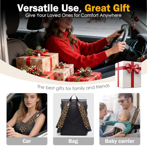 2-Pack Seat Belt Covers, Universal Car Seat Belt Pads Protector for Comfortable Driving, Relief Neck & Shoulder Pain, Fits All Cars & Backpack Straps (Leopard) - color: Leopard