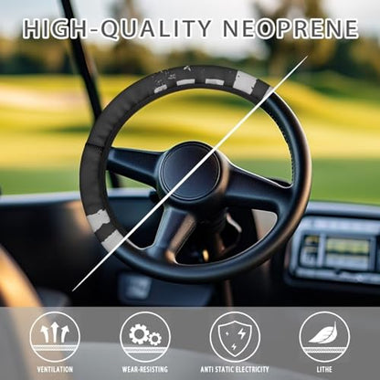 4th of July Golf Cart Steering Wheel Golf Cart Steering Wheel Fit 13-14 Inch Car Anti-Slip Car Accessories Steering Wheel Cover Odorless Breathable Wrap Cover Sweat Absorption - color: 4th of July Black