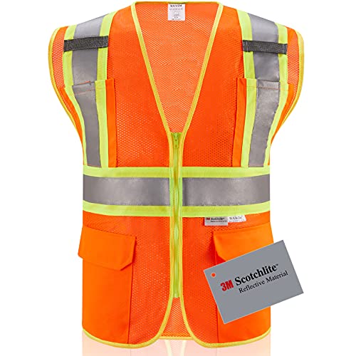3M High Visibility Reflective Safety Vest with Zipper and Pockets Orange,M - color: 3m, size: Medium