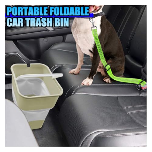 Car Trash Can, Collapsible Vehicle Garbage Bin with Handle, Leakproof Foldable Automotive Dustbin Car Storage Box, Universal Portable Trash Holder for Cars, SUVs and Trucks (Beige) - color: Beige