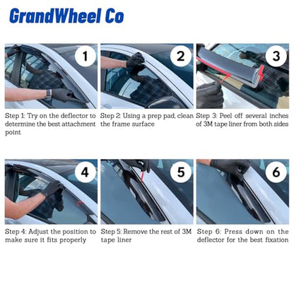 Window Deflectors Smoke Tinted Tape-On Side Window Vent Visor Deflectors Rain Guards Compatible with Toyota RAV4 2013-2018 - 4pcs. GW0050 - color: Black