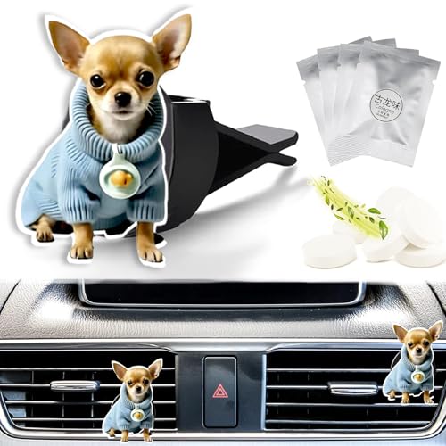 Cute Car Air Freshener Clips Dog Car Vent Clip Dog Cars Scents Cologne Air Conditioner Clip Auto Vent Interior Decoration Cars Accessories Dogs Loves Gifts for Men Women - color: Chihuahua Dog