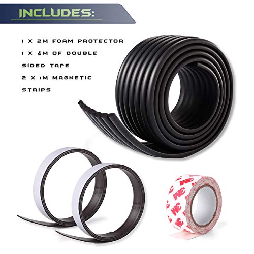 Car Door Dent Protector Removable Soft Cushion Magnetic Car Door Guard Strip for Garage Parking 2 Meter - Black AT007
