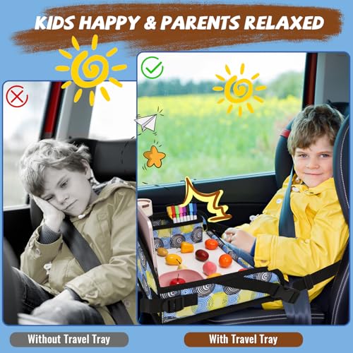 Kids Travel Tray for Airplane - Toddler Car Seat Table Tray, Road Trip Essentials for Boys & Girls, Carseat Lap Desk for Kids Road Trip Activities, Magic Circle - color: Magic Circle