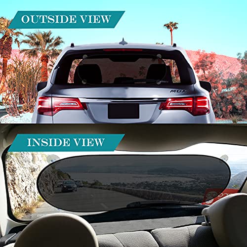 IC ICLOVER Car Sun Shade, UV Protection Folding Auto Rear Window Sunshade, 39 x 20 Inch Universal Mesh Back Window Visor with Suction Cups for Children - color: Black - Suction Cups