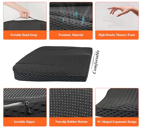 kingphenix Premium Car Seat Cushion, Memory Foam Driver Seat Cushion to Improve Driving View- Coccyx & Lower Back Pain Relief - Seat Cushion for Car, Truck, Office Chair (4D Mesh Black) - color: 4d Mesh Black