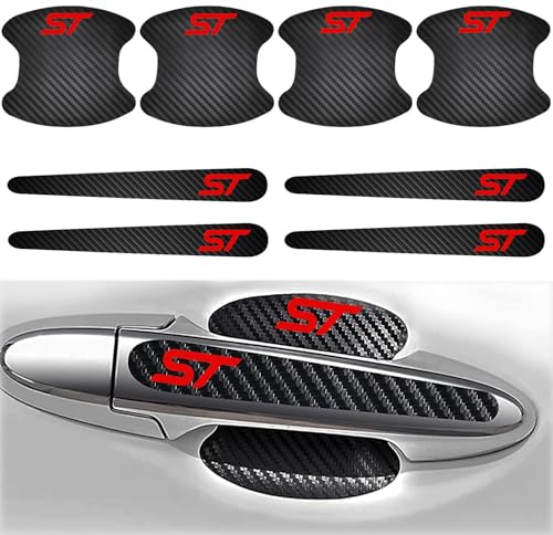 8PCS Car Door Handle Scratch Protectors, Carbon Fiber Textured Door Handle Bowl Sticker Compatible with ST Focus Mondeo Explorer kuga Fiesta Edge Auto Exterior Decor Universal for Cars SUV Truck RV - color: TXWMWST