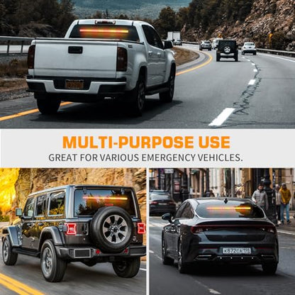 XRIDONSEN 35 inch Traffic Advisor Light Bar 144 LED Amber Red strobe lights Emergency Warning Flashing Safety Interior Windshield w/Directional Arrow for Construction Vehicles Snow plow Trucks - color: Amber/Red