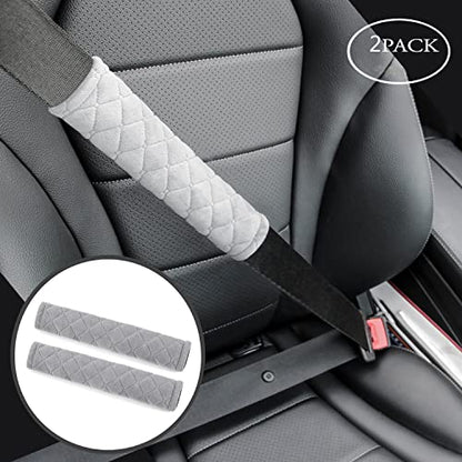 Amooca Soft Automotive Seat Belt Cover Seatbelt Shoulder Pad Neck Protector Cushions Universal Fit SUV Trucks Backpack 2 PCS Light Grey 10.2in - color: Light Grey, size: 10.2in-2pc
